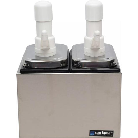 San Jamar P9712 Condiment Pump Service Center, 2-Pump, Silver