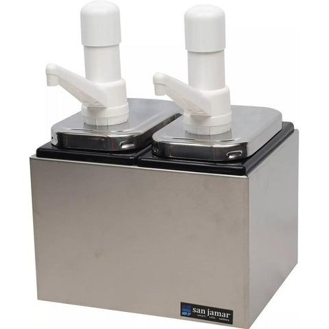 San Jamar P9712 Condiment Pump Service Center, 2-Pump, Silver