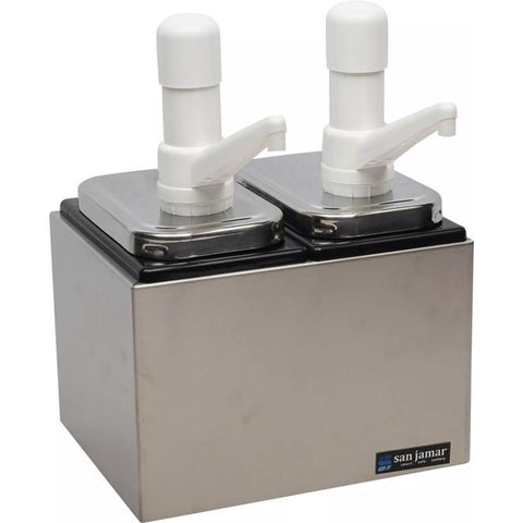 San Jamar P9712 Condiment Pump Service Center, 2-Pump, Silver
