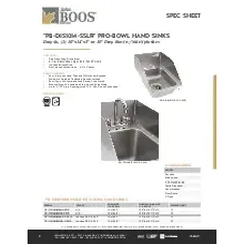 John Boos PB-DISINK101405-P-SSLR-X Pro-Bowl 1-Compartment Drop-In Sink with Economy Gooseneck Faucet