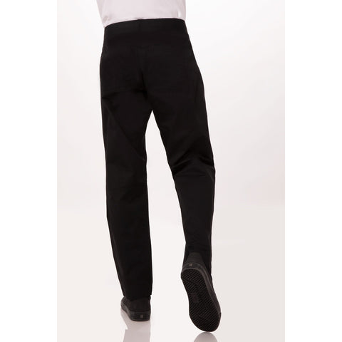 Chef Works PBN01BLKL Lightweight Slim Chef Pants, Black, Large