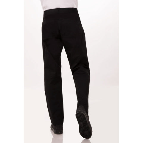 Chef Works PBN01BLKM Men's Lightweight Slim Chef Pants - Black