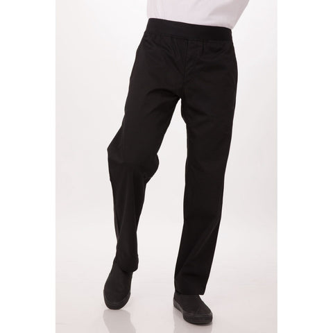 Chef Works PBN01BLKM Men's Lightweight Slim Chef Pants - Black