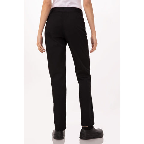 Chef Works PBN01WBLKL Women's Lightweight Slim Chef Pants, Black (Large)