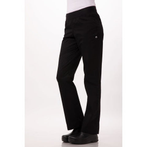 Chef Works PBN01WBLKM Women's Lightweight Slim Chef Pants - Black, Medium