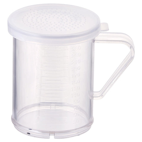 Winco PDG-10 10 oz Polycarbonate Dredge with 3 Clear Snap-On Lids