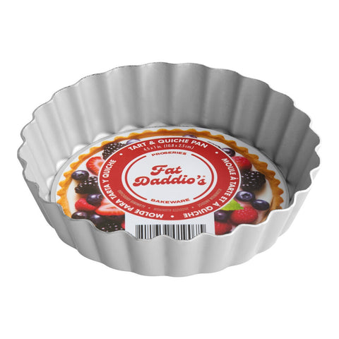 Fat Daddio's PFT-425 ProSeries Round Fluted Tart and Quiche Pan with Removable Bottom, 4.5" x 1"