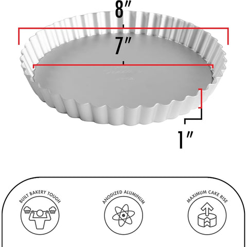 Fat Daddio's PFT-8 Round Fluted Tart Pan, 8 x 1 Inch