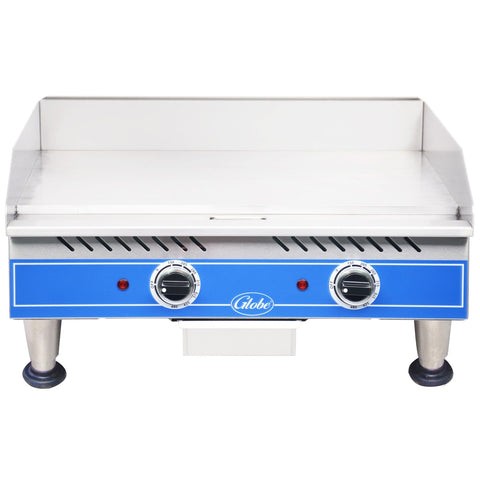 Globe Food Equipment PG24E 24 in Electric Countertop Griddle with Splash Guards