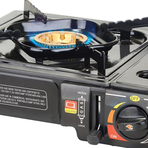 Winco PGS-1K Portable Single-Burner Butane Gas Stove, 9500 BTU, Brass Burner with Carrying Case