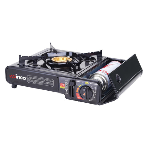 Winco PGS-1K Portable Single-Burner Butane Gas Stove, 9500 BTU, Brass Burner with Carrying Case