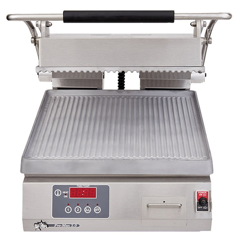 Star Manufacturing PGT14 Pro-Max 2.0 Two-Sided Panini Grill with Grooved Aluminum Platens