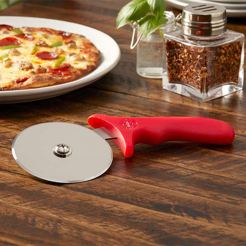 American Metalcraft PIZR2 4" Stainless Steel Pizza Cutter with Red Plastic Handle