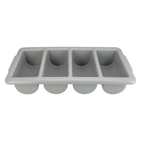 Winco PL-4B 4-Compartment Plastic Cutlery Bin, Gray