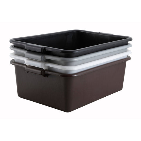 Winco PL-7W Standard Weight Polypropylene Bus Tub, 7" Depth, White