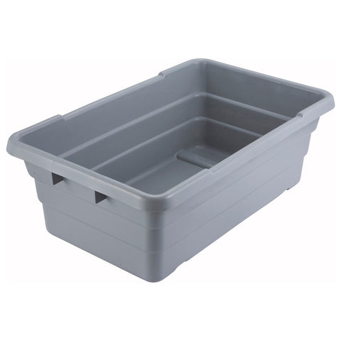 Winco PL-8 Nesting Polypropylene Lug Bus Box, Gray, 24" x 15" x 8"