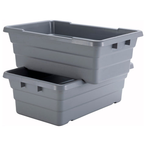 Winco PL-8 Nesting Polypropylene Lug Bus Box, Gray, 24" x 15" x 8"