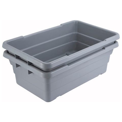 Winco PL-8 Nesting Polypropylene Lug Bus Box, Gray, 24" x 15" x 8"