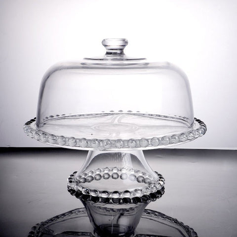 Enhanced Glassware PL-9212ZD Glass Cake Stand with Dome Cover