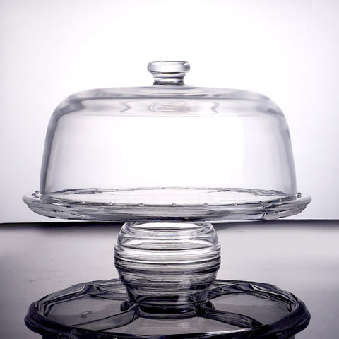 Enhanced Glassware PL-9212 CCG Glass Cake Stand with Dome Cover