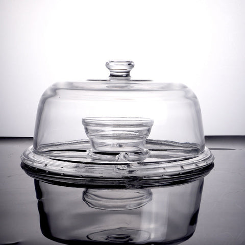 Enhanced Glassware PL-9212 CCG Glass Cake Stand with Dome Cover