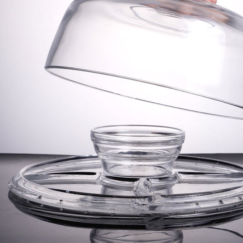 Enhanced Glassware PL-9212 CCG Glass Cake Stand with Dome Cover