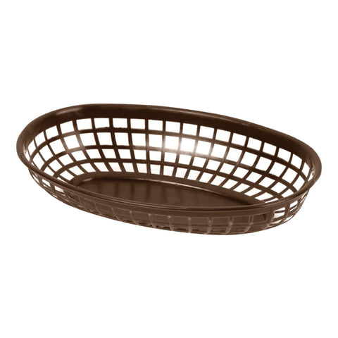 Thunder Group PLBK1034B 10-3/4" Oblong Stackable Fast Food Basket, Brown Polypropylene
