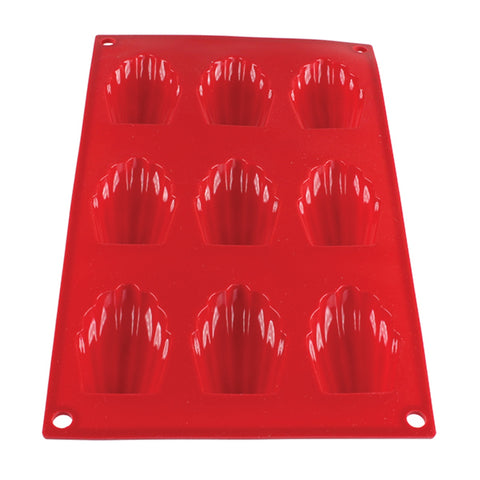 Thunder Group PLBM006S 1 oz. Madeleine High Heat Silicone Baking Mold, 9 Cavities
