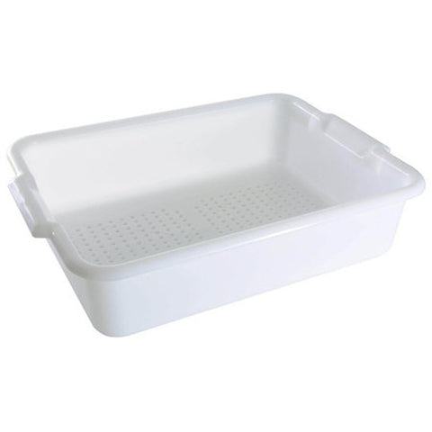 Thunder Group PLBT505WPF 21-1/2 x 15-3/8 x 5 White Polypropylene Perforated Bottom Bus Tub