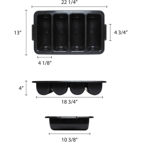 Thunder Group PLFCCB001B 4-Compartment Black Cutlery Box