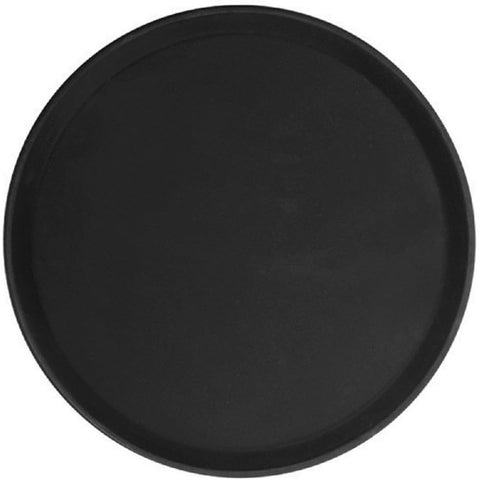 Thunder Group PLFT1100BK 11" Round Black Fiberglass Non-Skid Serving Tray