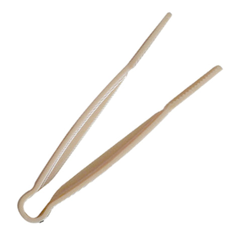 Thunder Group PLFTG006BG 6" Beige Polycarbonate Flat Grip Serving Tongs