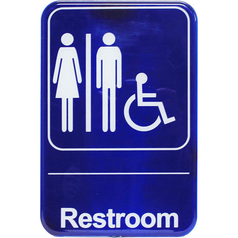 Thunder Group PLIS6903BL Restroom/Accessible Information Symbol Sign, 6" x 9"
