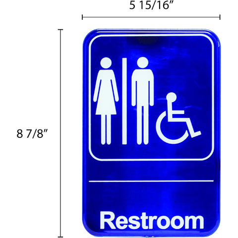Thunder Group PLIS6903BL Restroom/Accessible Information Symbol Sign, 6" x 9"