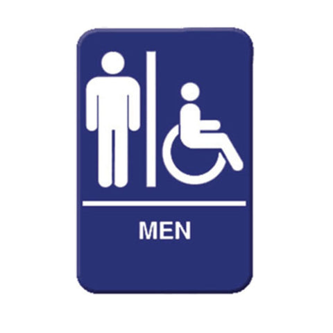 Thunder Group PLIS6914BL Men/Accessible 6" x 9" Blue Self-Adhesive Information Symbol Sign