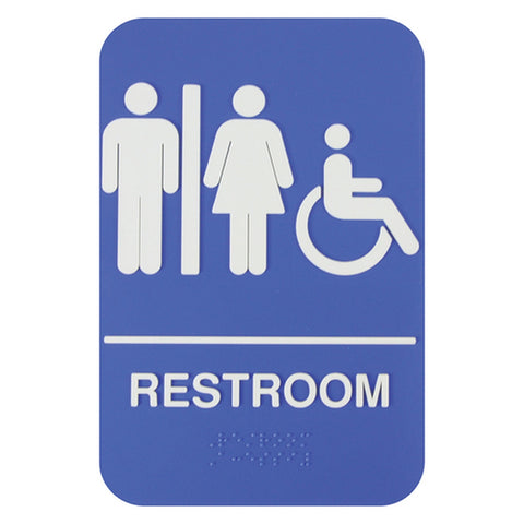Thunder Group PLIS6960BL Restroom and Accessible Information Symbol Sign, 6" W x 9" H