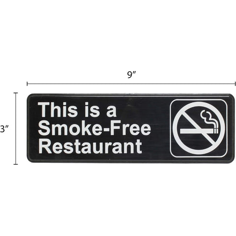 Thunder Group PLIS9320BK "This Is A Smoke-Free Restaurant" Compliance Sign, 9" x 3"