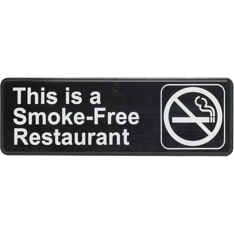 Thunder Group PLIS9320BK "This Is A Smoke-Free Restaurant" Compliance Sign, 9" x 3"
