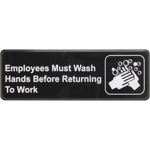 Thunder Group PLIS9325BK Employees Must Wash Hands Before Returning To Work Wall Sign, 9 x 3-Inch
