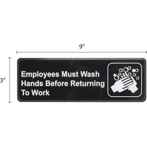 Thunder Group PLIS9325BK Employees Must Wash Hands Before Returning To Work Wall Sign, 9 x 3-Inch