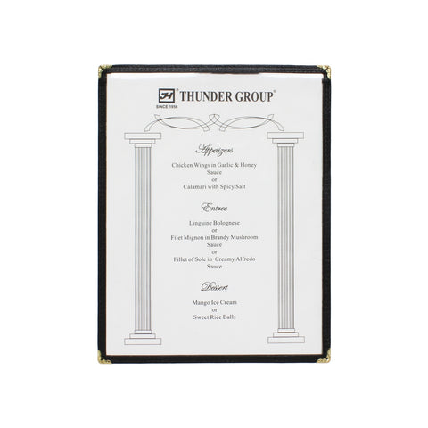 Thunder Group PLMENU-1BL Single Menu Cover, 8-1/2" x 11\" Black
