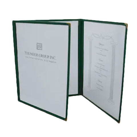 Thunder Group PLMENU-3GR Green Triple-Fold Flexible Plastic Laminate Menu Cover, 8-1/2" x 11"