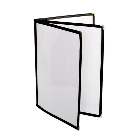 Thunder Group PLMENU-L3BL 3-Page Book Fold Menu Cover, 8-1/2" x 11\" Black