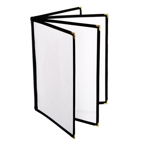 Thunder Group PLMENU-L4BL 4-Page Book Fold Menu Cover, 8-1/2" x 11\" Black