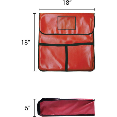 Thunder Group PLPB018 - 18" x 18" x 5" Insulated Pizza Delivery Bag, Red