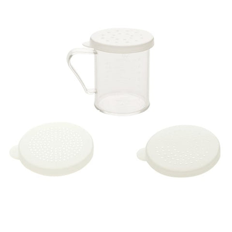 Thunder Group PLRDH003 10 oz Polycarbonate Dredge with Handle and 3 Assorted Lids