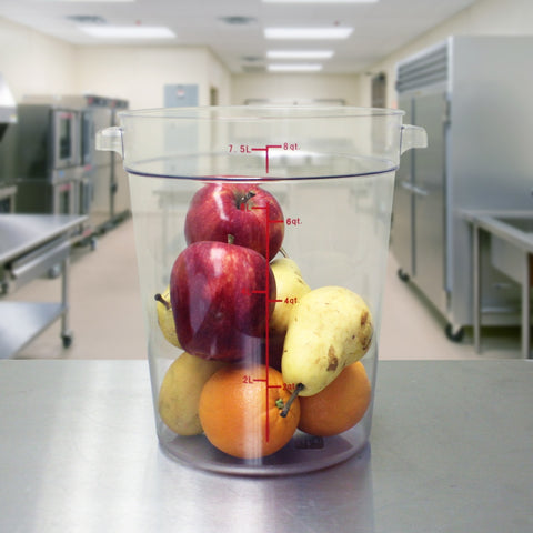 Thunder Group PLRFT308PC 8 Qt Round Polycarbonate Food Storage Container, Clear