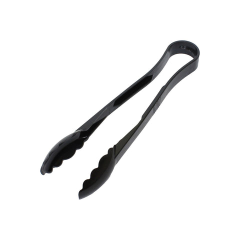 Thunder Group PLSGTG012BK Black Polycarbonate Scallop Grip Serving Tongs, 12"