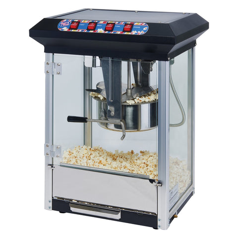 Winco POP-8B Show Time! Electric Popcorn Popper, 8 oz, Black