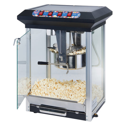 Winco POP-8B Show Time! Electric Popcorn Popper, 8 oz, Black